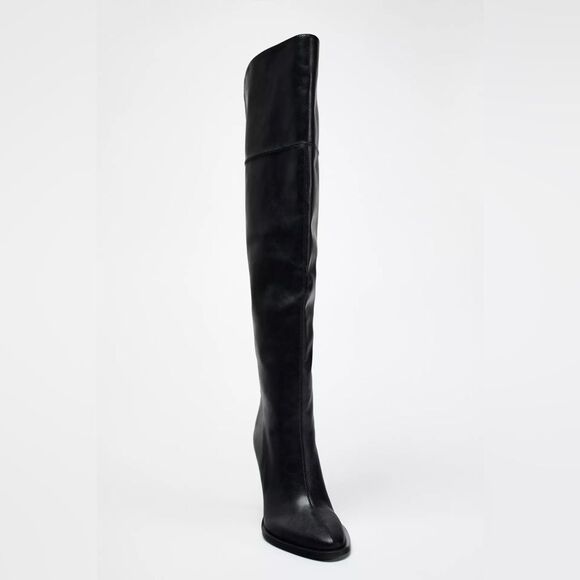 ZARA XL OVER THE KNEE HEELED BOOTS - Picture 7 of 7
